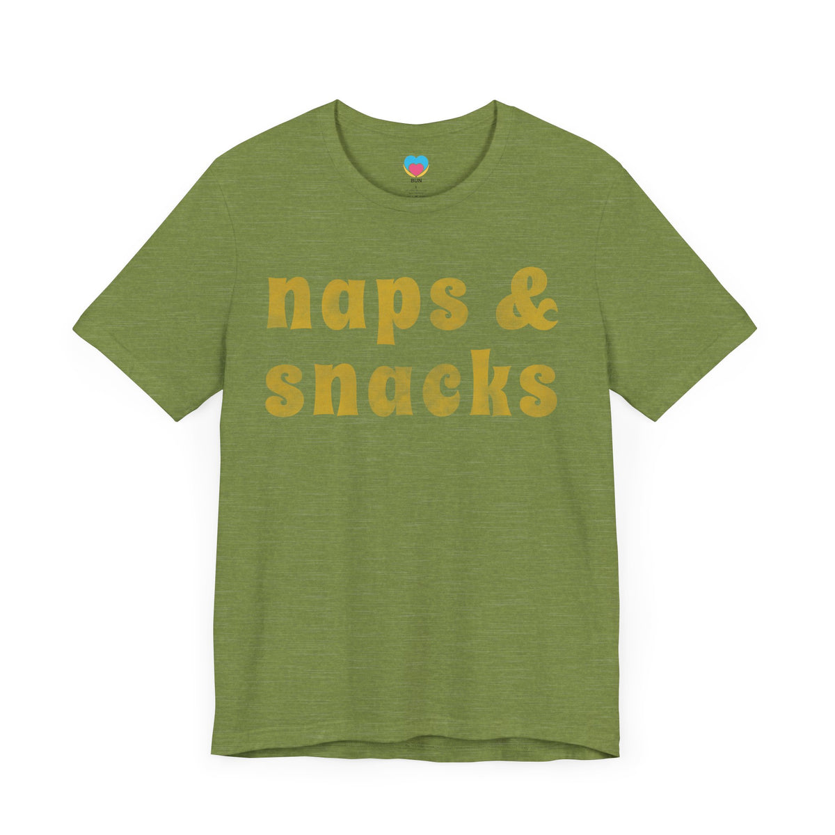 naps and snacks t shirt olive color