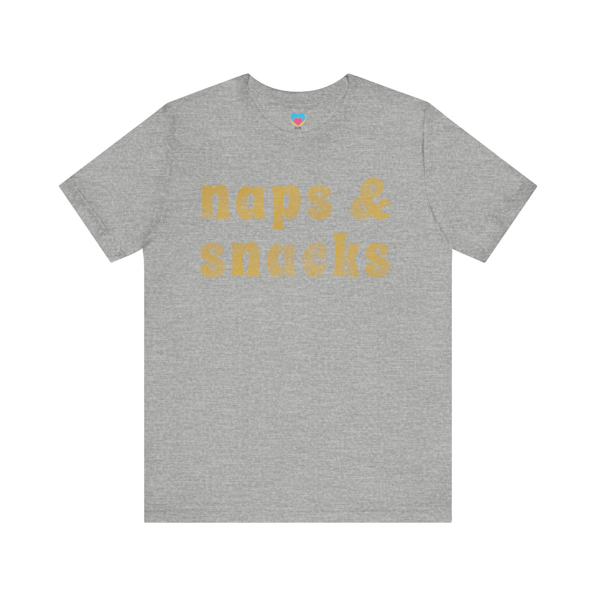 naps and snacks tee shirt heather gray color
