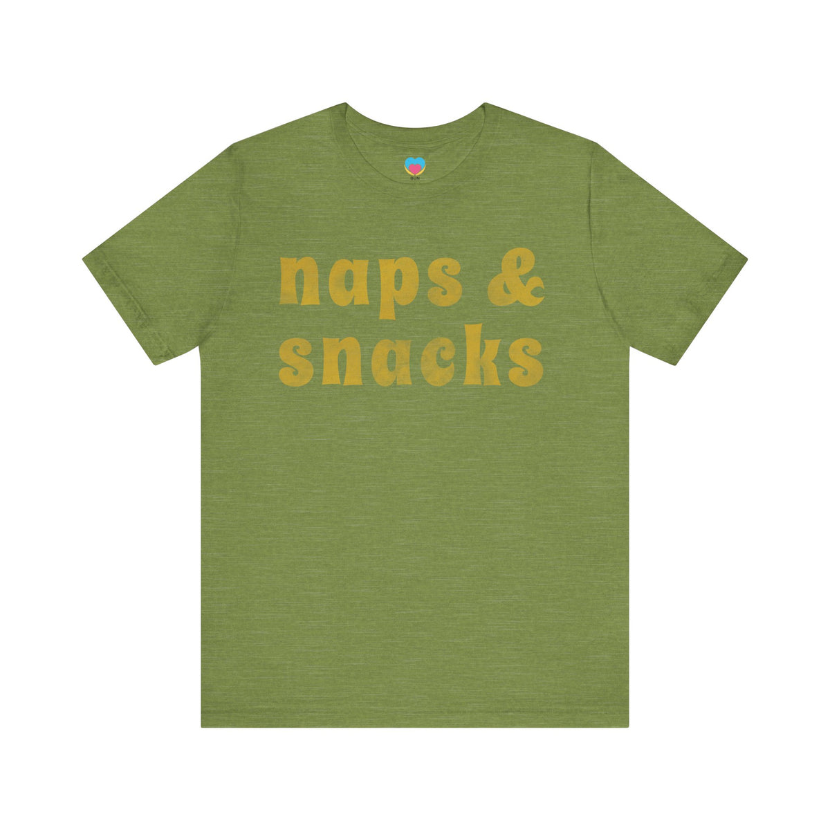 naps and snacks tee shirt olive green color