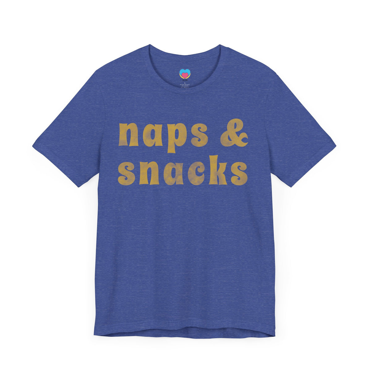 naps and snacks tee shirt royal blue color