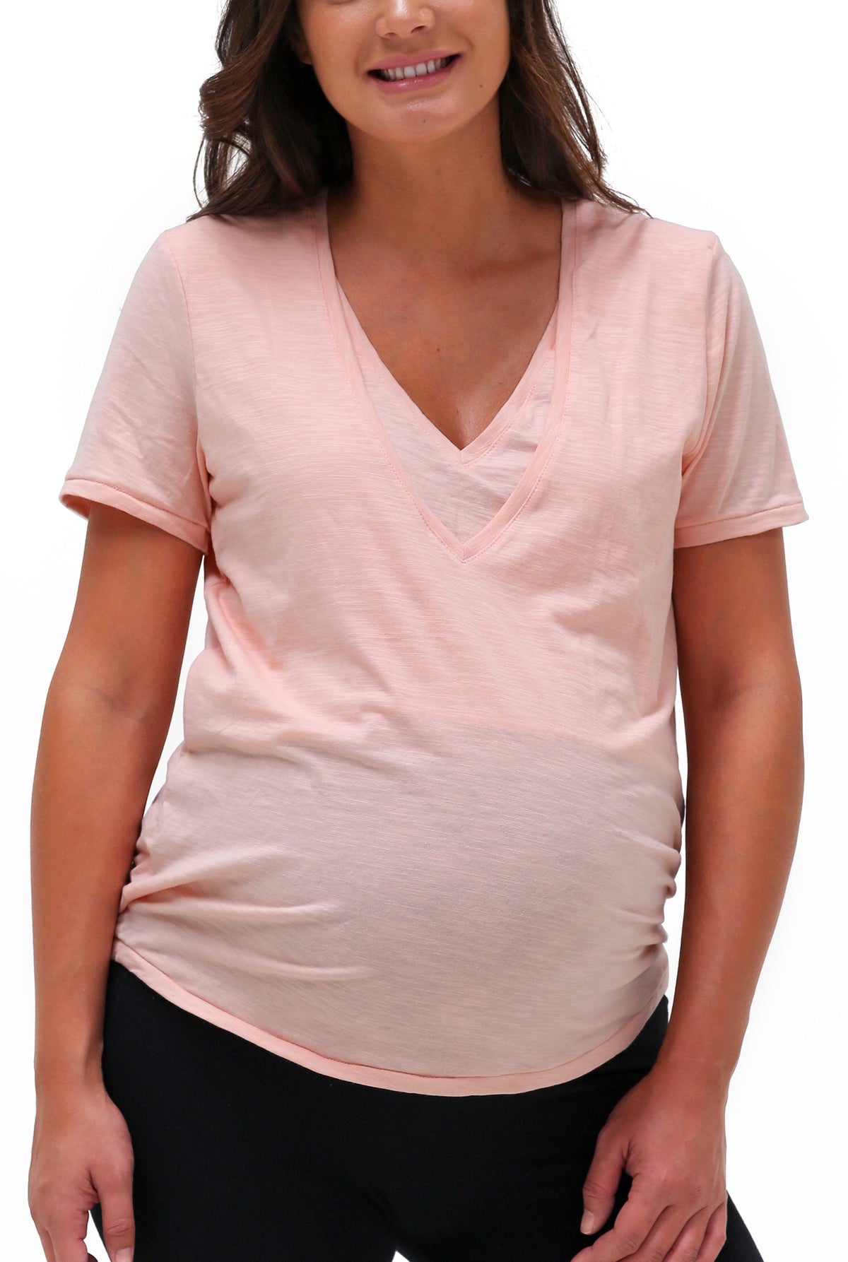 V Neck Nursing Tee Shirt - Bun Maternity & Mama