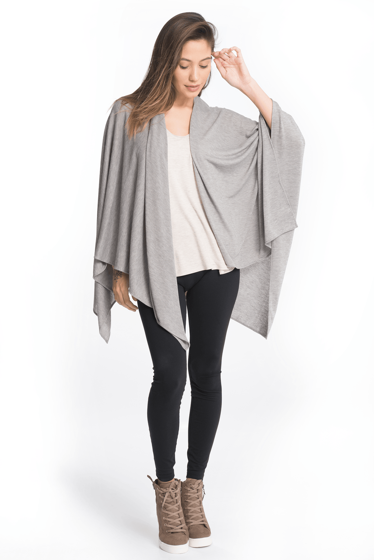 Three Ways Wrap - 2 Colors Wrap Bun Maternity Nursing Apparel one size heather gray
