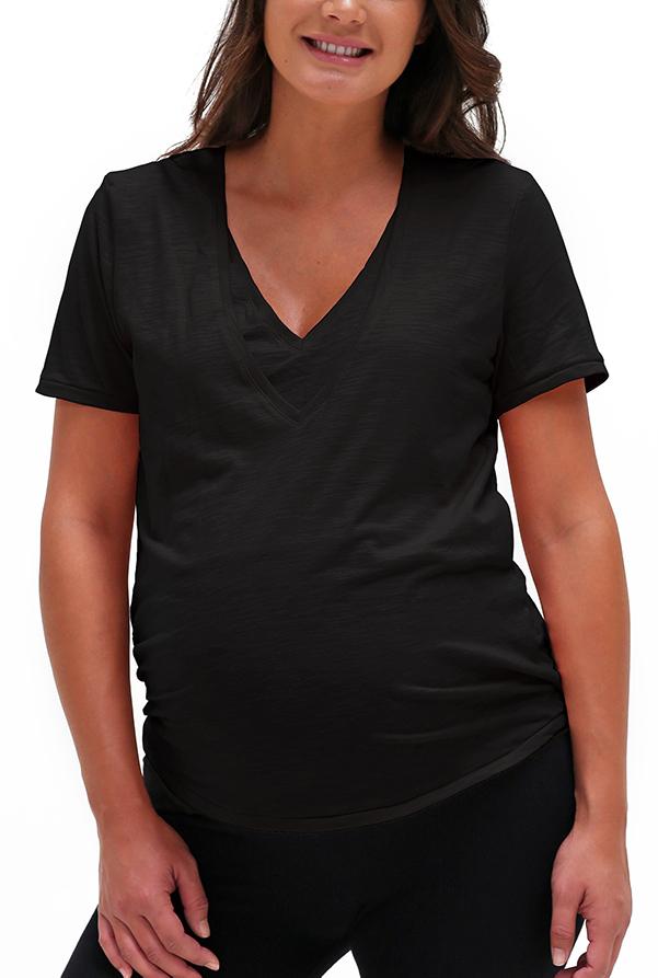 V Neck Nursing Tee Shirt - Bun Maternity & Mama