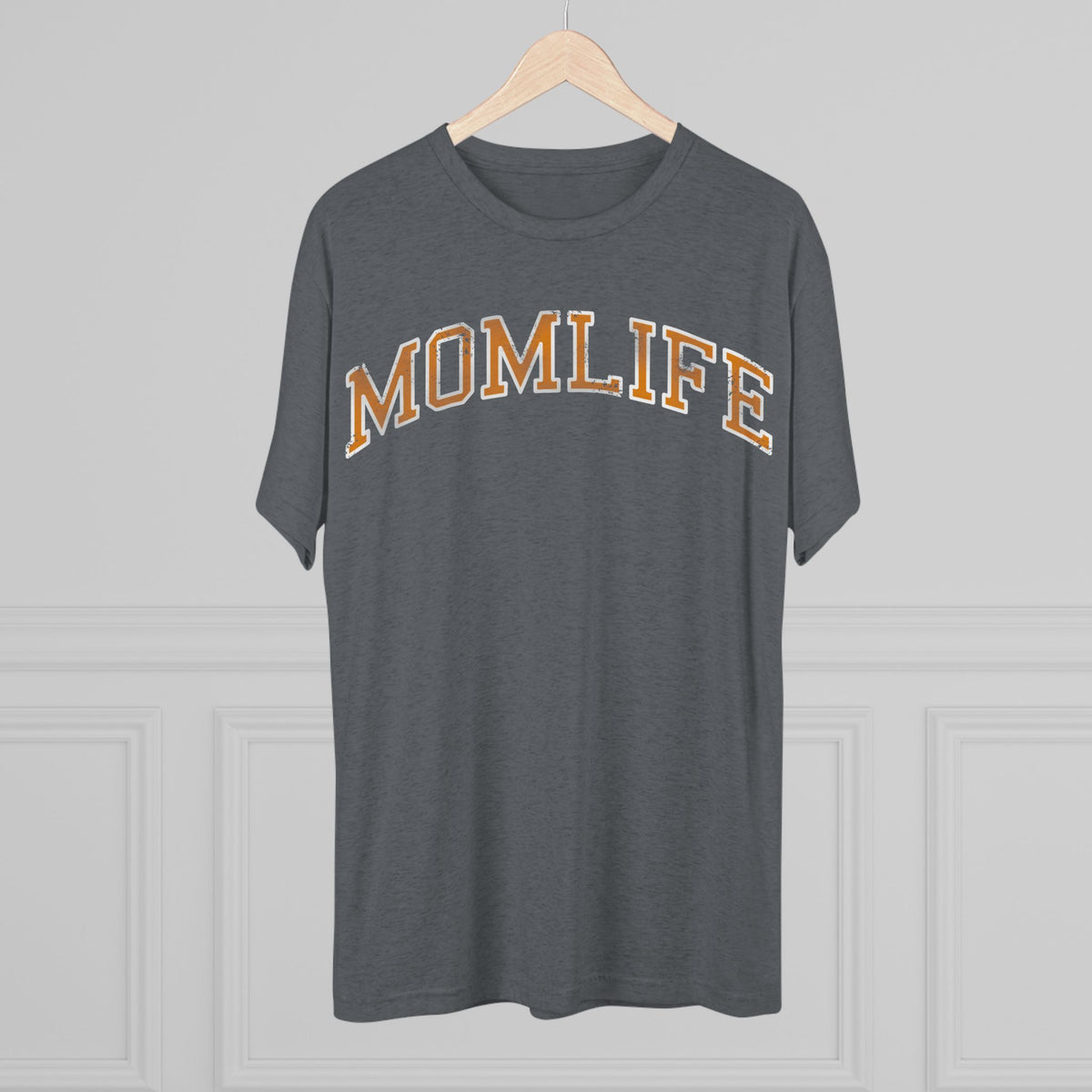 MOMLIFE ORANGE and WHITE Football Mom Shirt Bun Maternity mom graphic tee shirt