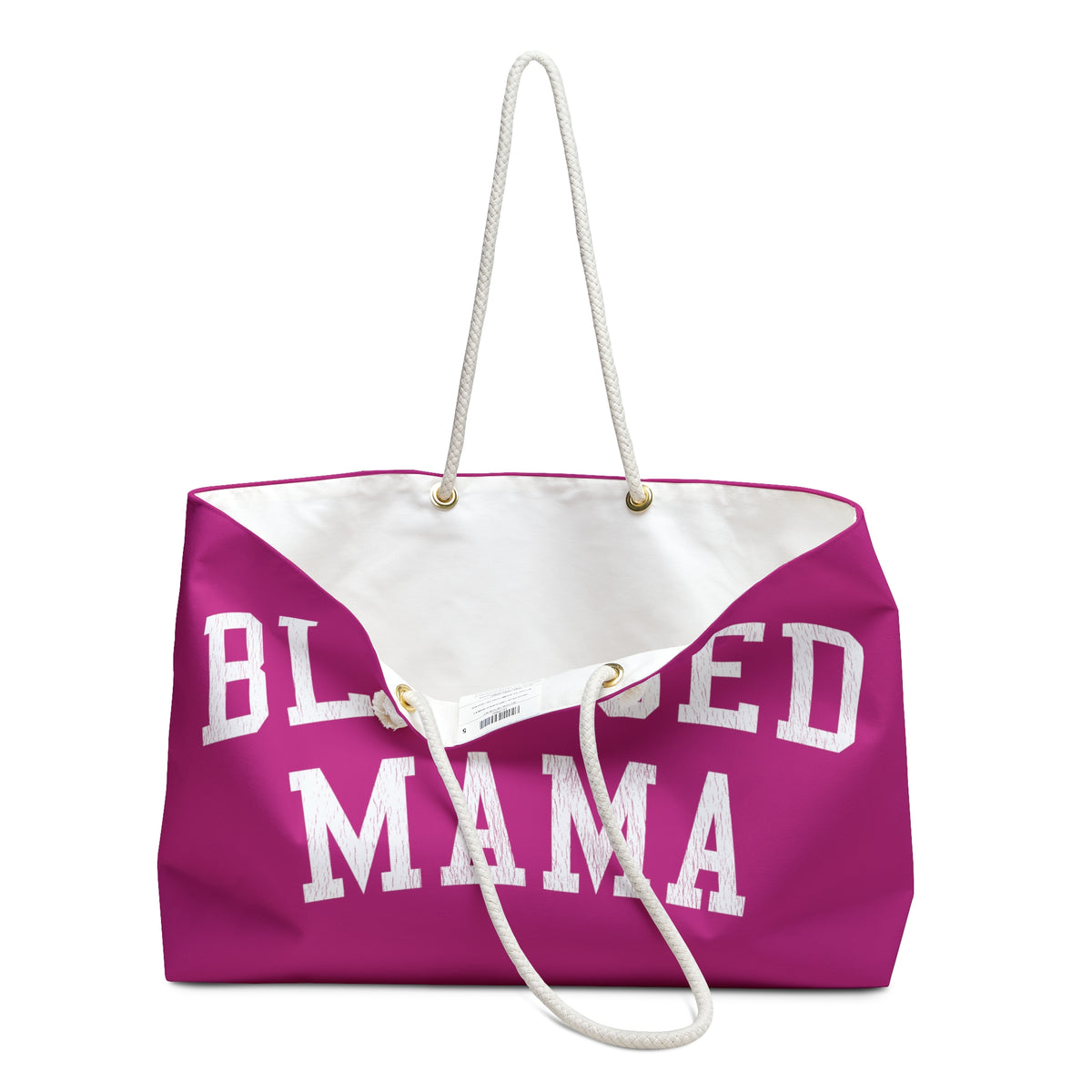 BLESSED Weekender Bag tote_hot_pink_open_top_view - Bun Maternity & Mama
