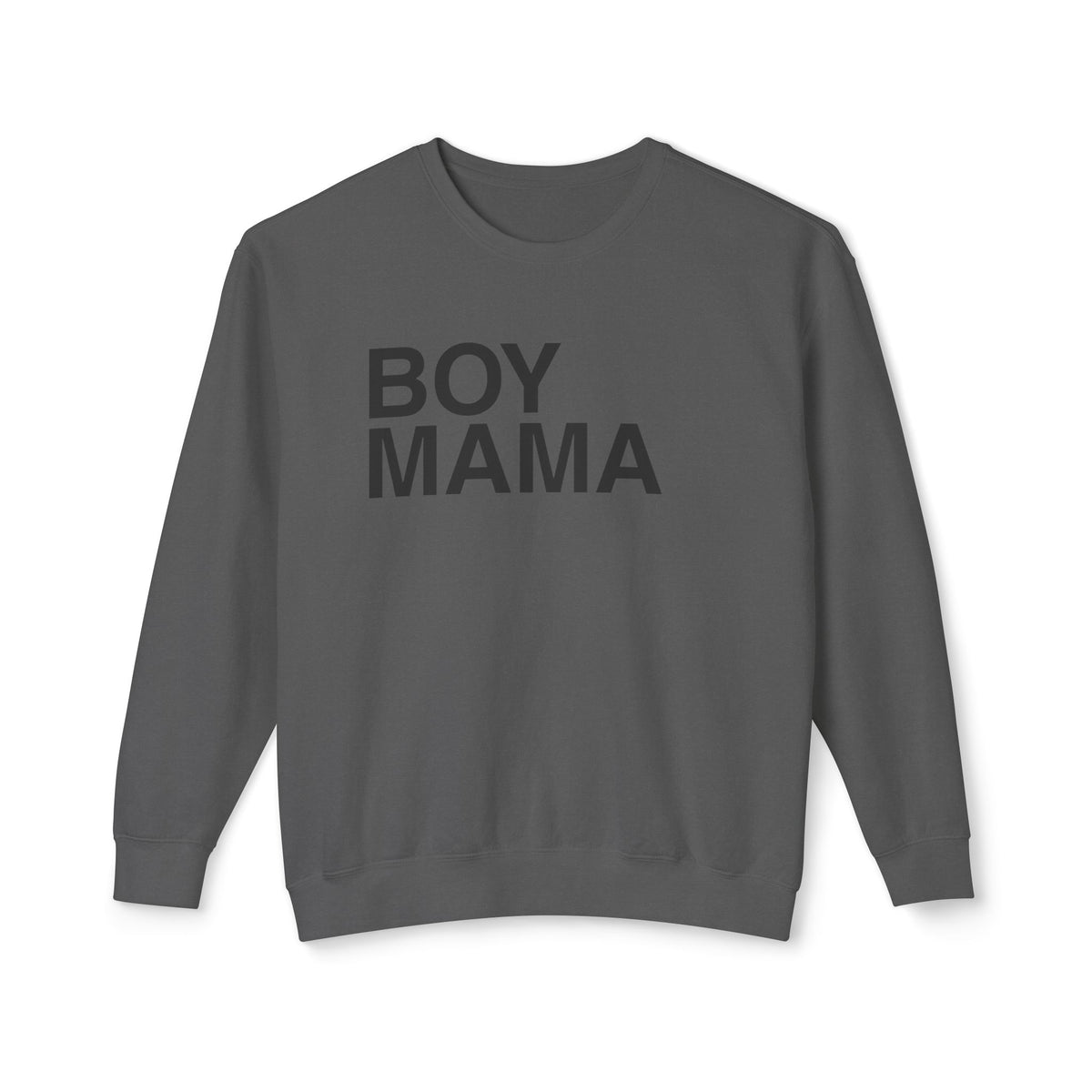 boy mom sweatshirt dark grey color with boy mama print in black