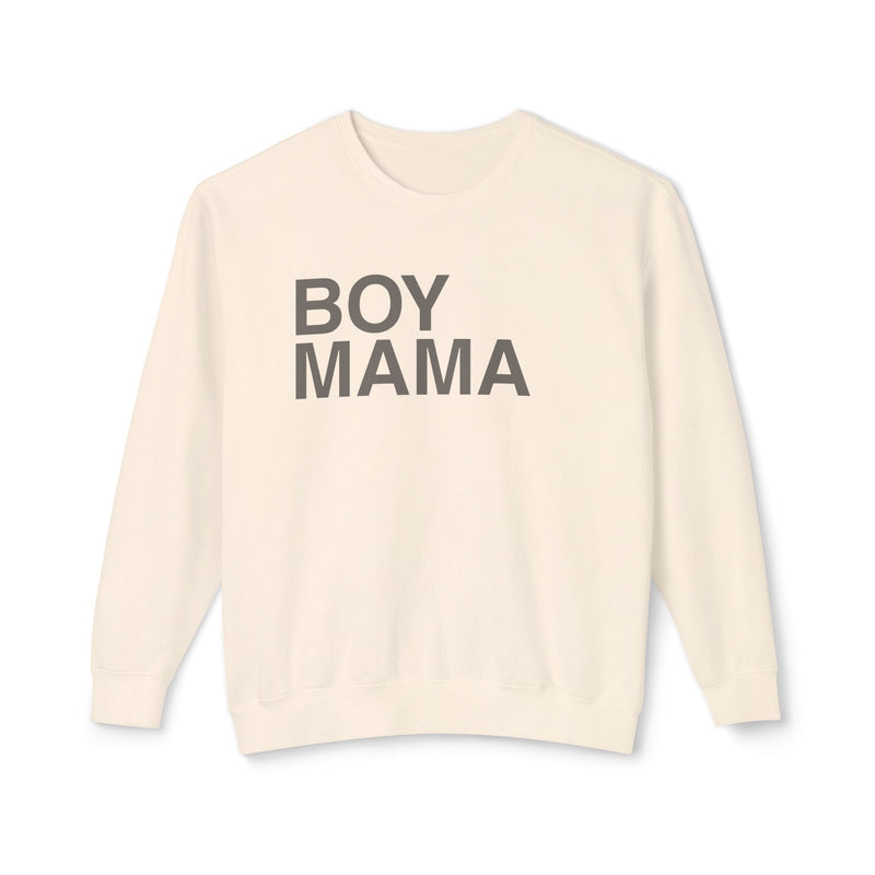 boy mom sweatshirt ivory color with boy mama print in black