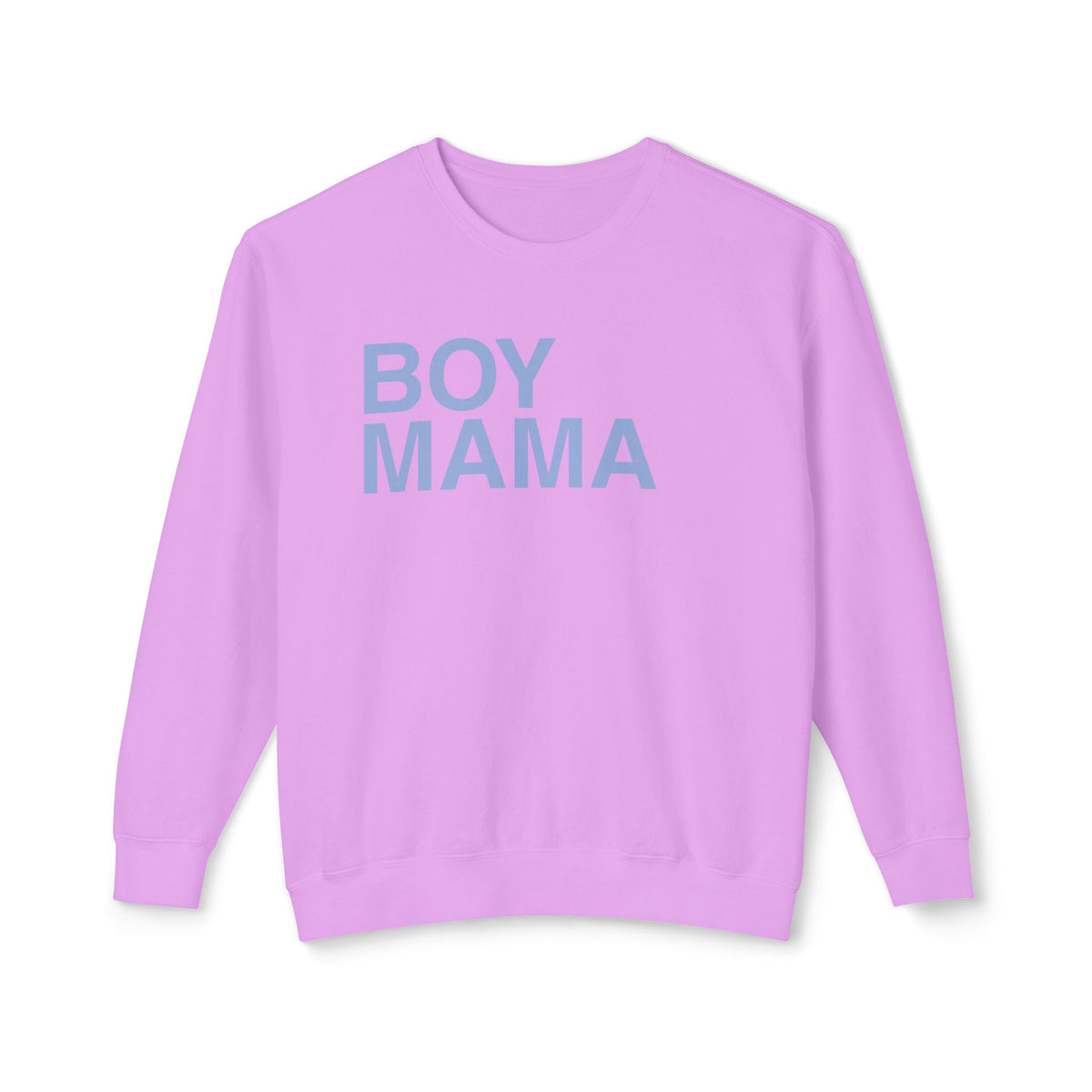 boy mom sweatshirt violet color with blue boy mama print graphic