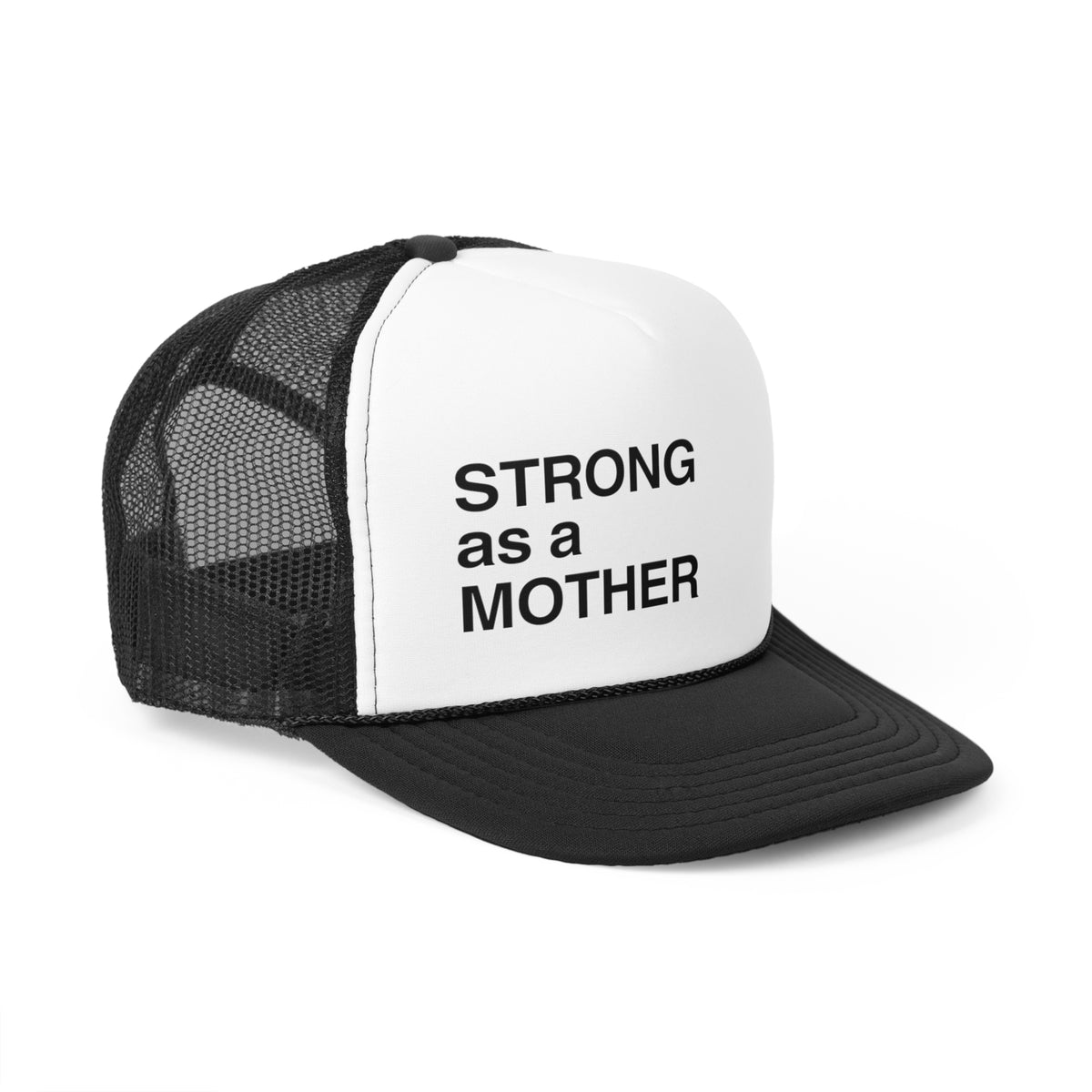 strong as a mother trucker hat black side view