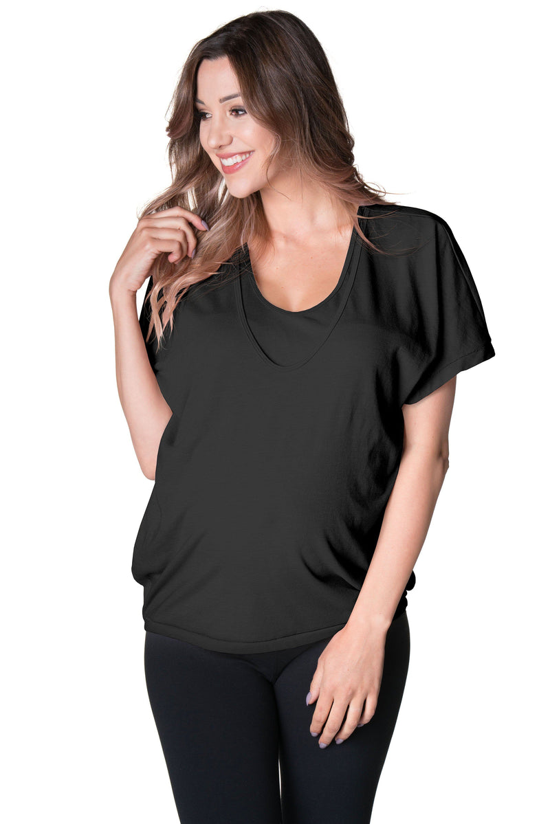 Feelin' Free Circle nursing t shirt Bun Maternity Nursing Apparel large 10/12 black 