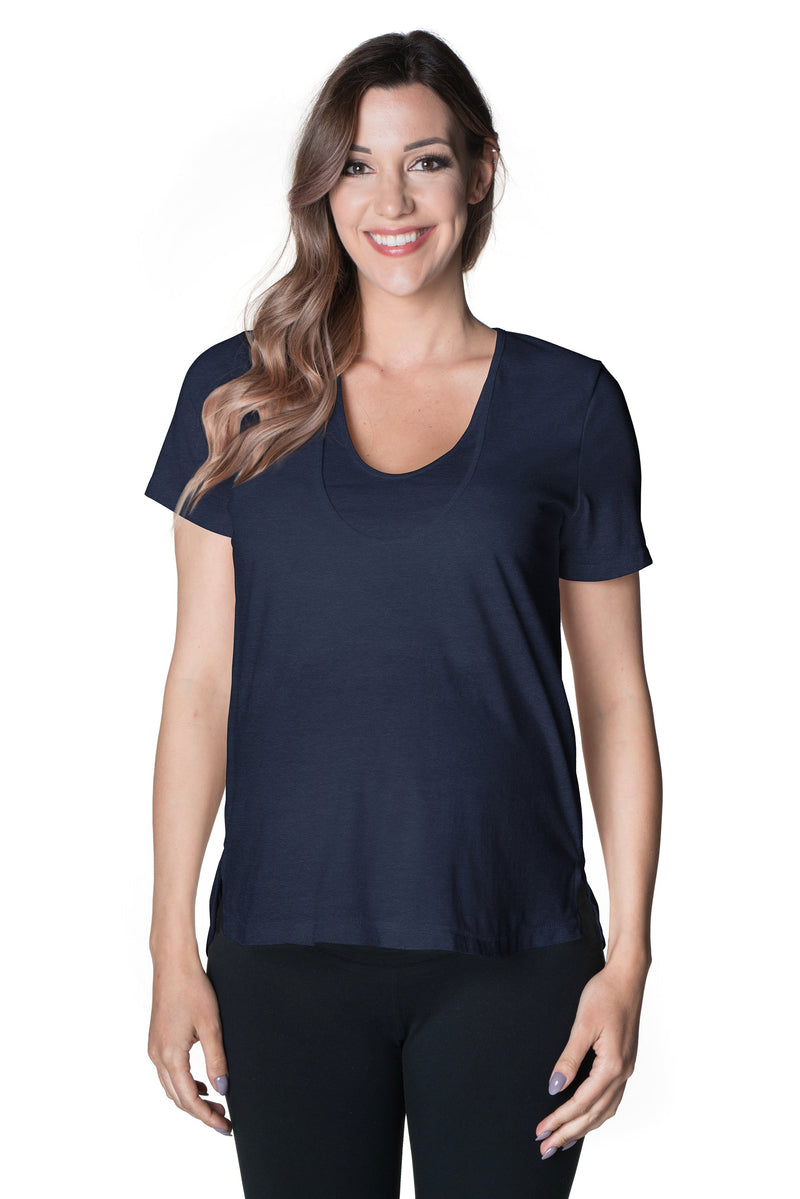 Classic Scoop Neck Tee Shirt - 2 Colors Bun Short Sleeve Tee Shirt Bun Maternity Nursing Apparel 