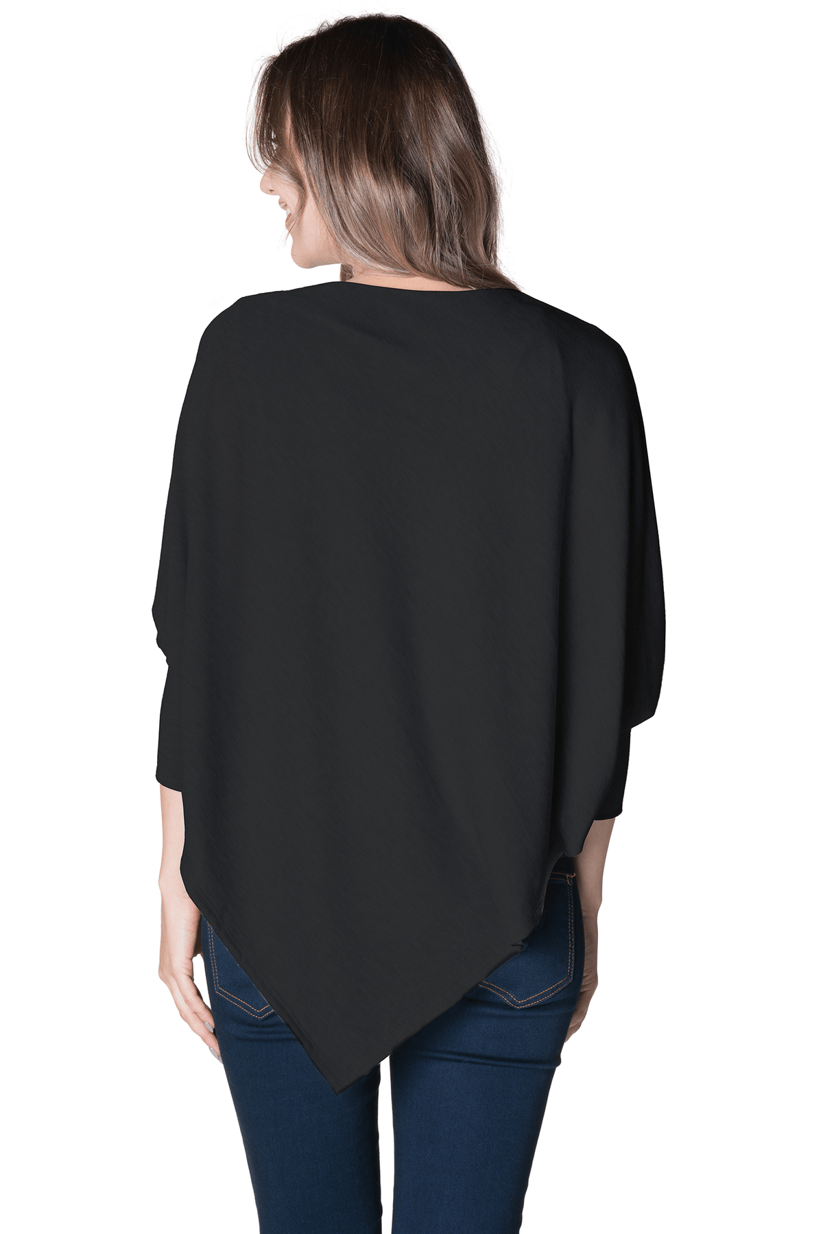 Asymmetrical Maternity Nursing Poncho Poncho Bun Maternity Nursing Apparel L/XL 8-14 black 