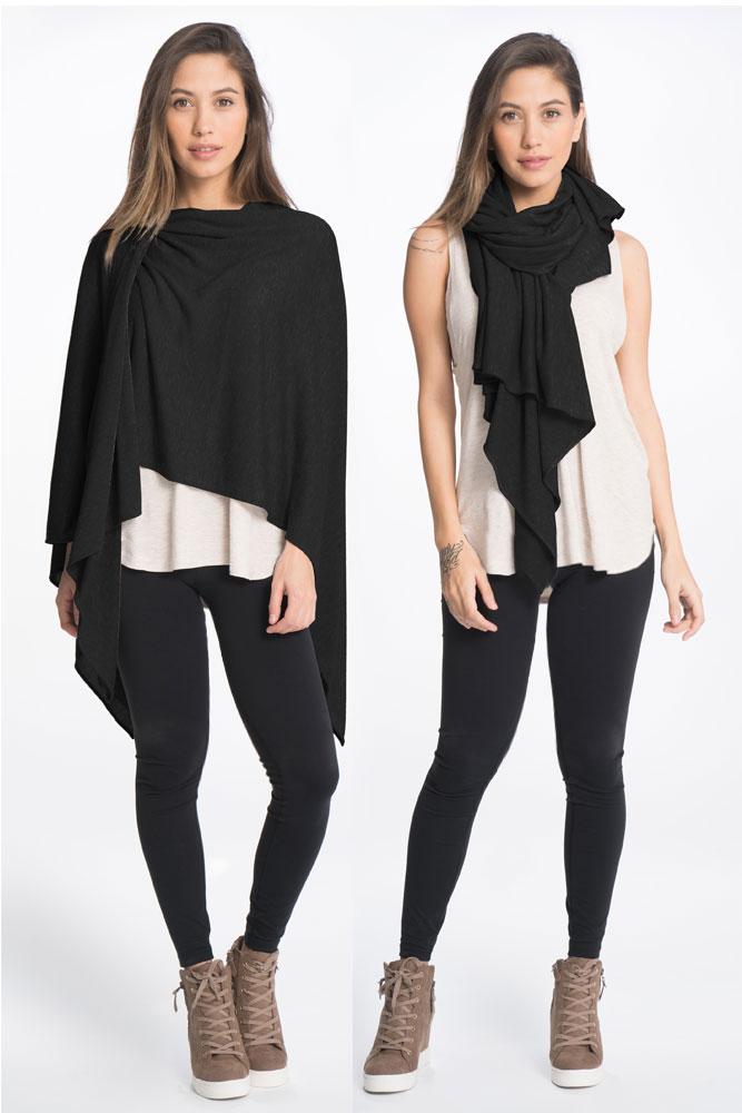 Three Ways Wrap - 2 Colors Wrap Bun Maternity Nursing Apparel one size black 