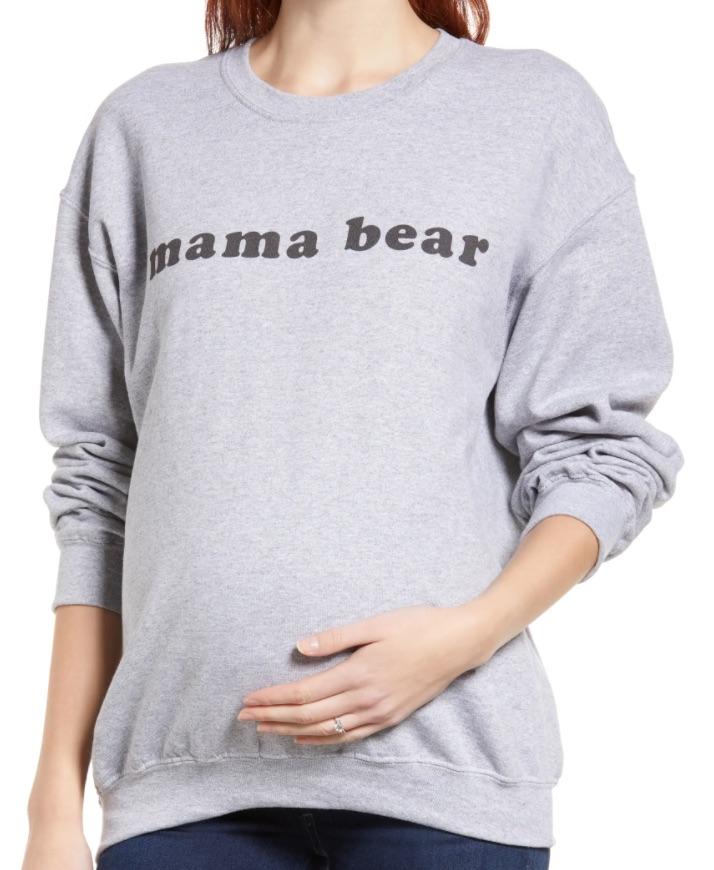 Mama Bear Pullover Sweater Bun Maternity Nursing Apparel Small 